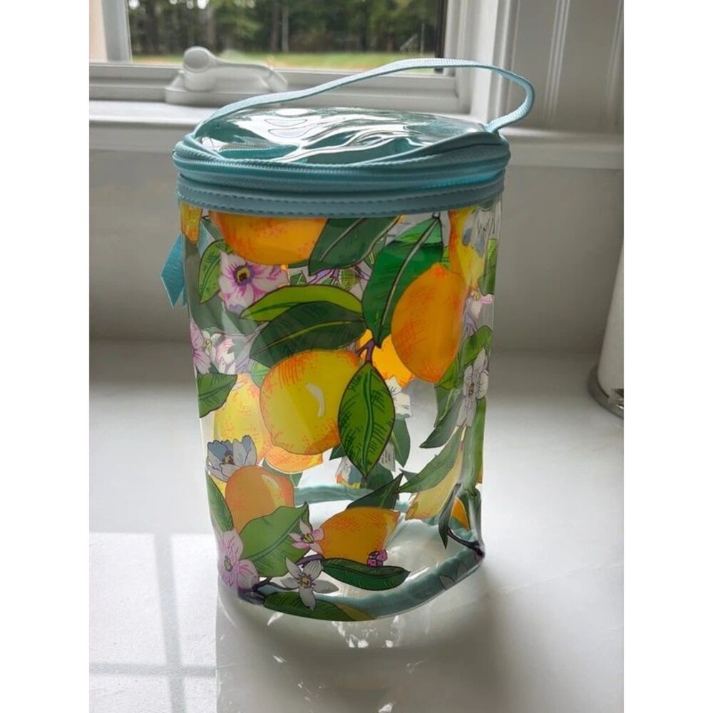 Vera Bradley clear lemon lotion makeup bag floral with handle